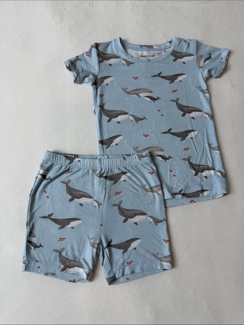 Angel Dear Whales Short Sleeve Short Pajama Set Size 3T